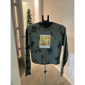 Polaroid Cropped Tie-Dye Graphic Long-sleeved Crewneck Sweatshirt Size Large